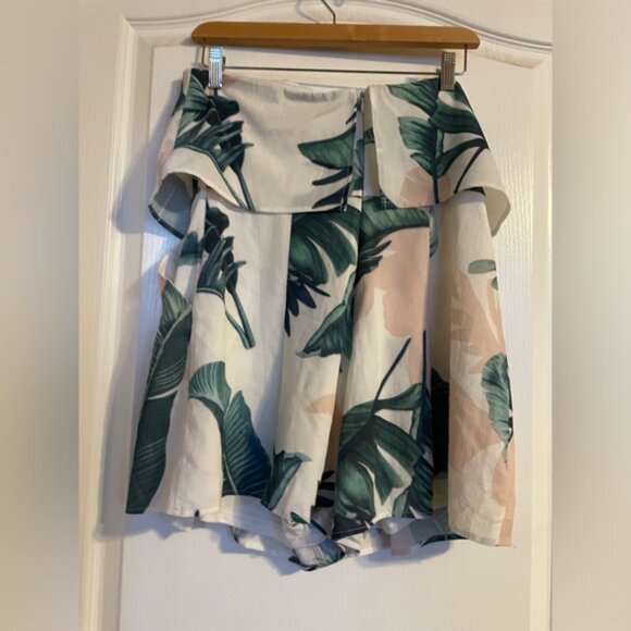L'atiste Strapless Floral Palm Tree Leaves Romper With Pockets Size Large Beach - Picture 2 of 12